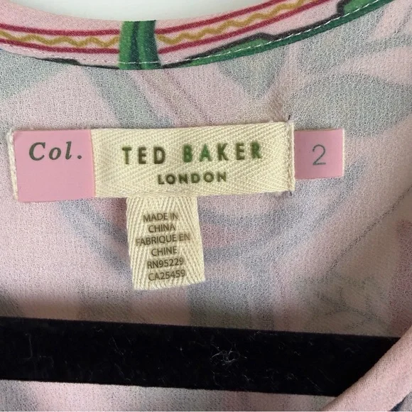 Ted Baker Pink Jungle Floral Maxi Dress Belted Sleeveless Occasion US 6 - Picture 9 of 12